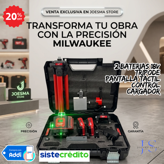 Nivel Láser 16 Líneas Táctil – MILWAUKEE | 4 planos 360° | Autonivelante🎚️