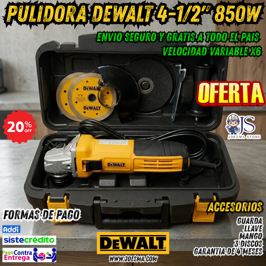 PULIDORA ANGULAR DEWALT 4-1/2" 850W